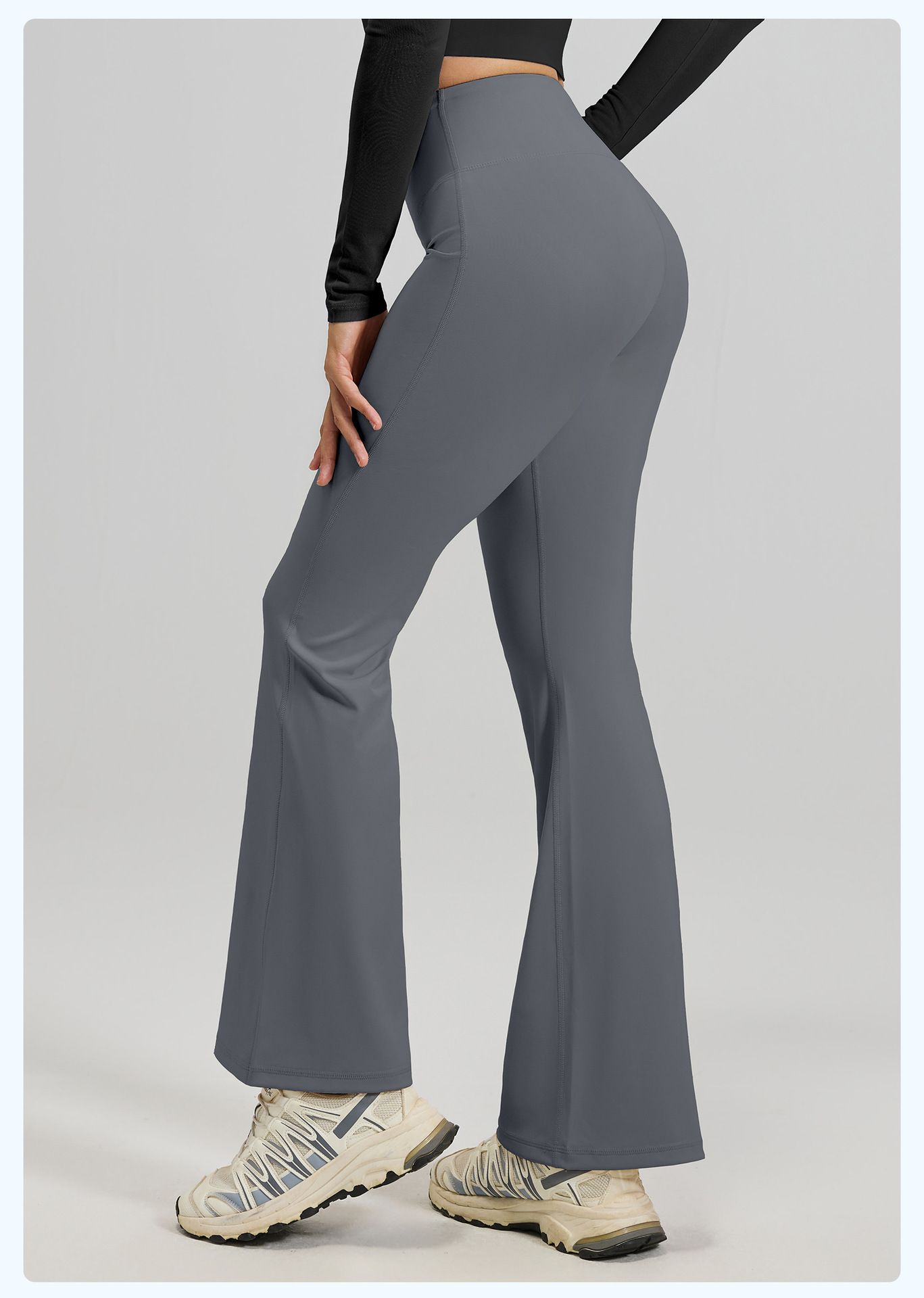 Women's Flared Yoga Leggings, Buttery Soft High Waist Bootcut Pants, Charcoal Gray