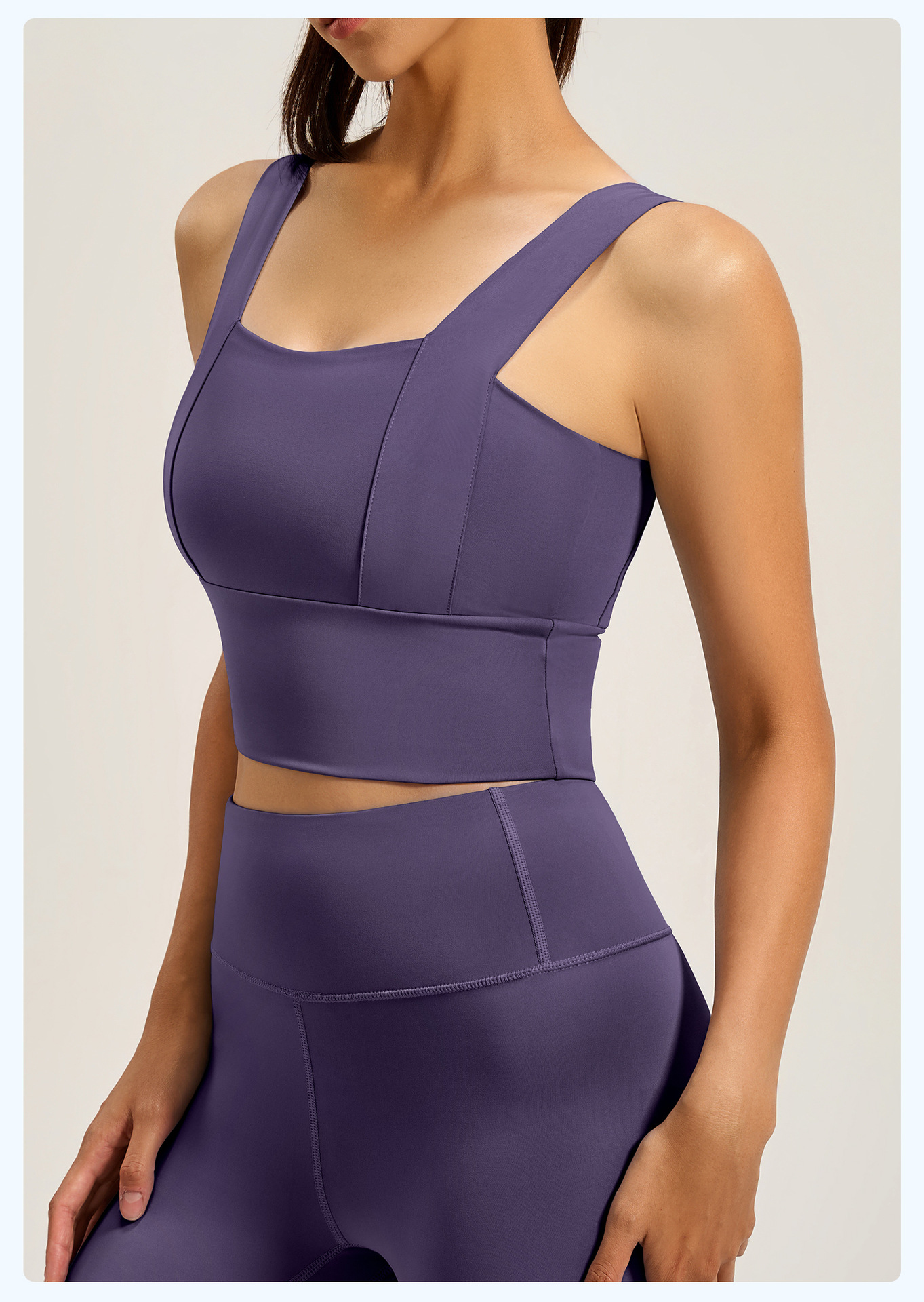 High Support Square Neck Sports Bra, Buttery Soft Workout Tank, Dark Purple