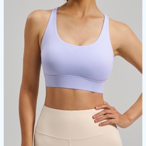Medium Support Sports Bra, Breathable Yoga Crop Top, Lavender