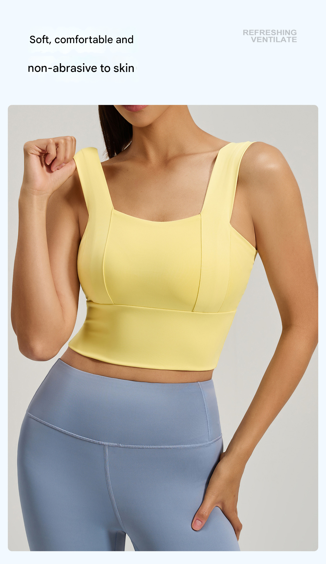 Women's Square Neck Workout Bra, Supportive Wide Strap Gym Top, Coffee Brown - Image 5