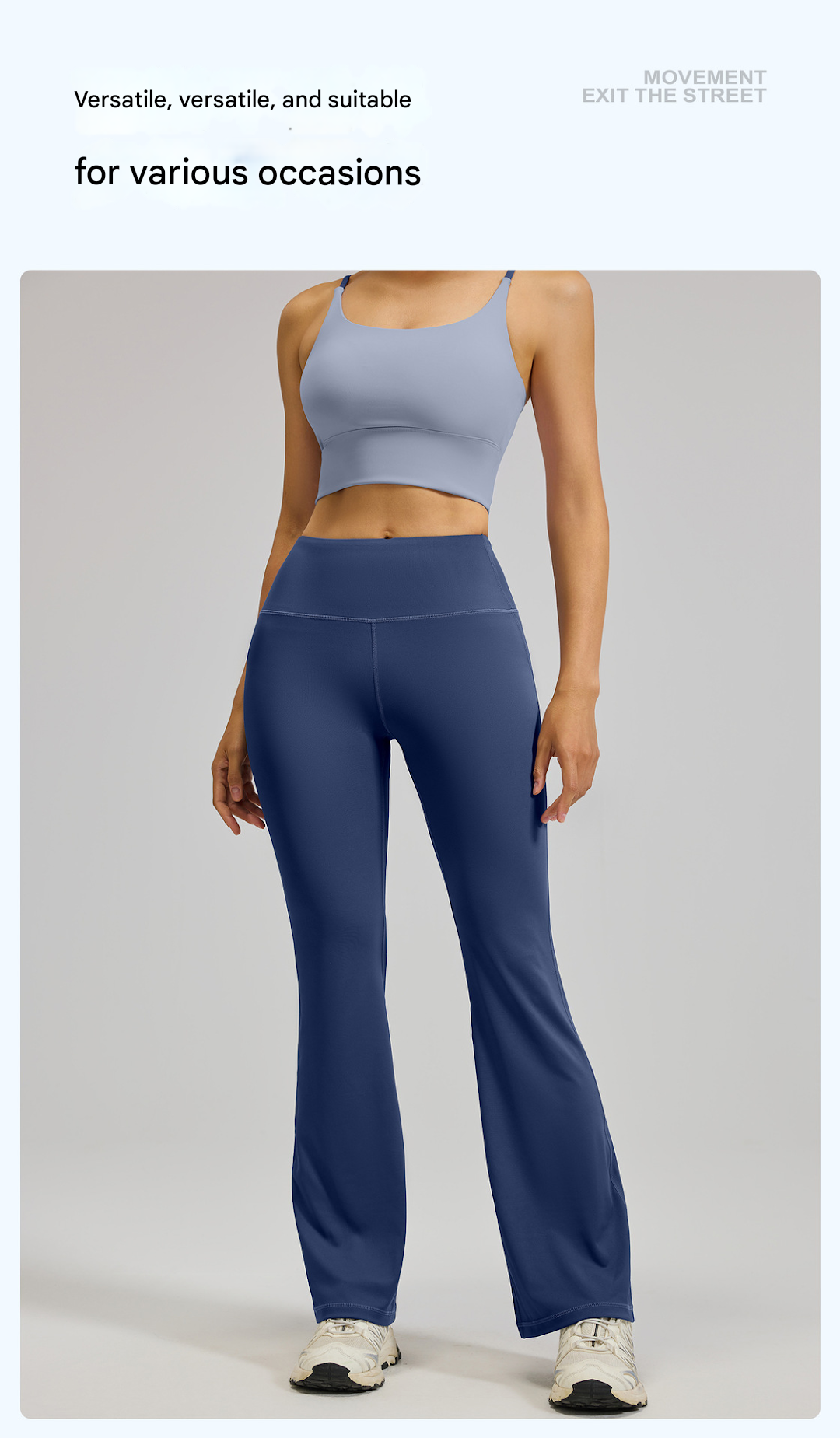 High Waist Bootcut Yoga Pants, Non-See-Through Flared Workout Leggings, Navy Blue - Image 5