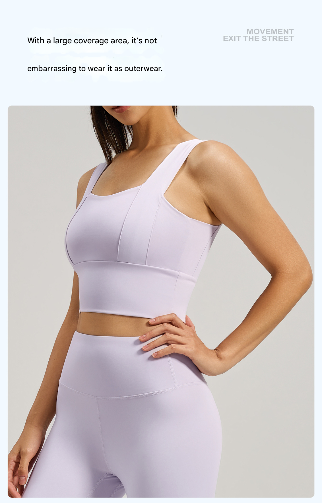 Women's Square Neck Workout Bra, Supportive Wide Strap Gym Top, Coffee Brown - Image 4